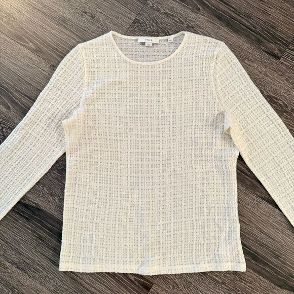 Vince Plaid-Jacquard Long-Sleeve Top - Picture 3 of 9